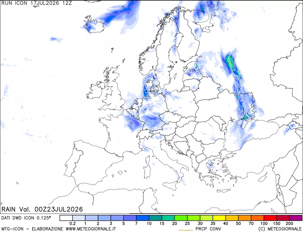 mappa Precipitazioni 24 ore precedenti