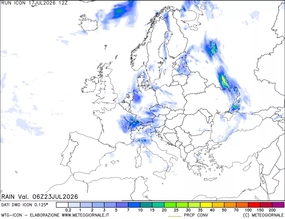 mappa Precipitazioni 24 ore precedenti