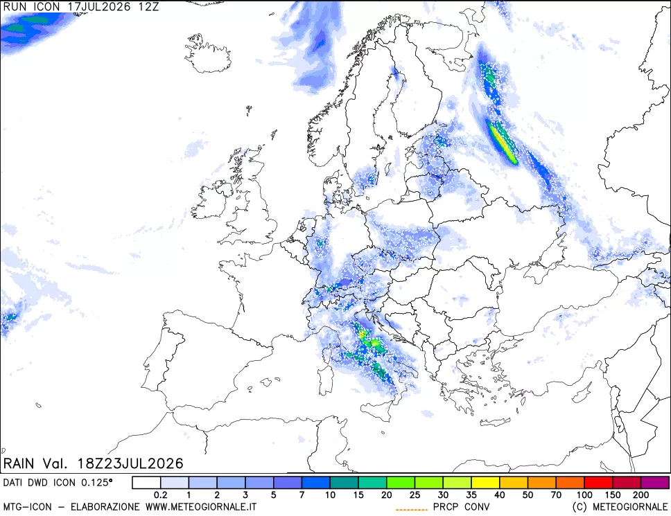 mappa Precipitazioni 24 ore precedenti