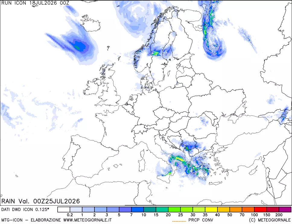 mappa Precipitazioni 24 ore precedenti
