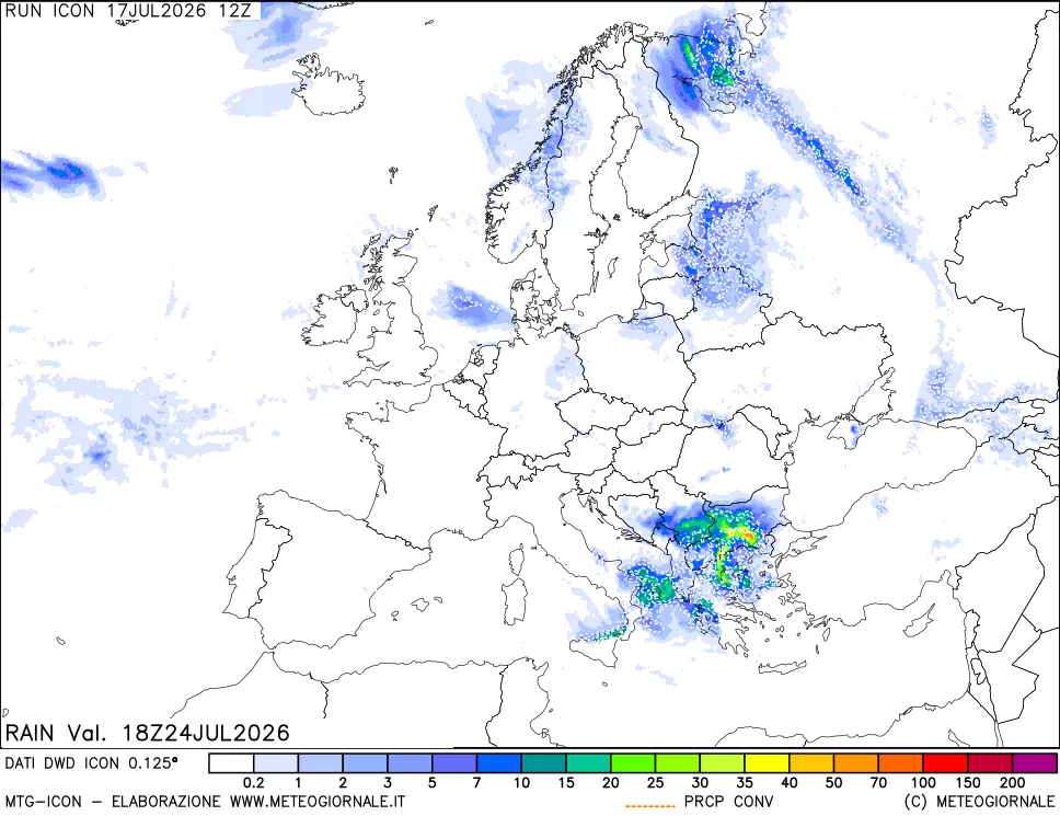 mappa Precipitazioni 24 ore precedenti