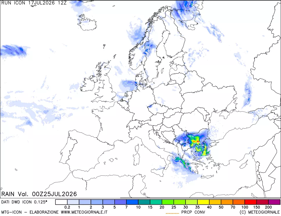 mappa Precipitazioni 24 ore precedenti