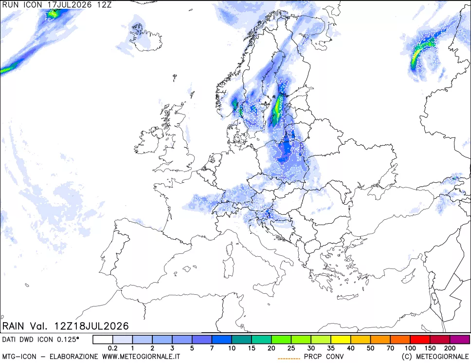 mappa Precipitazioni 24 ore precedenti