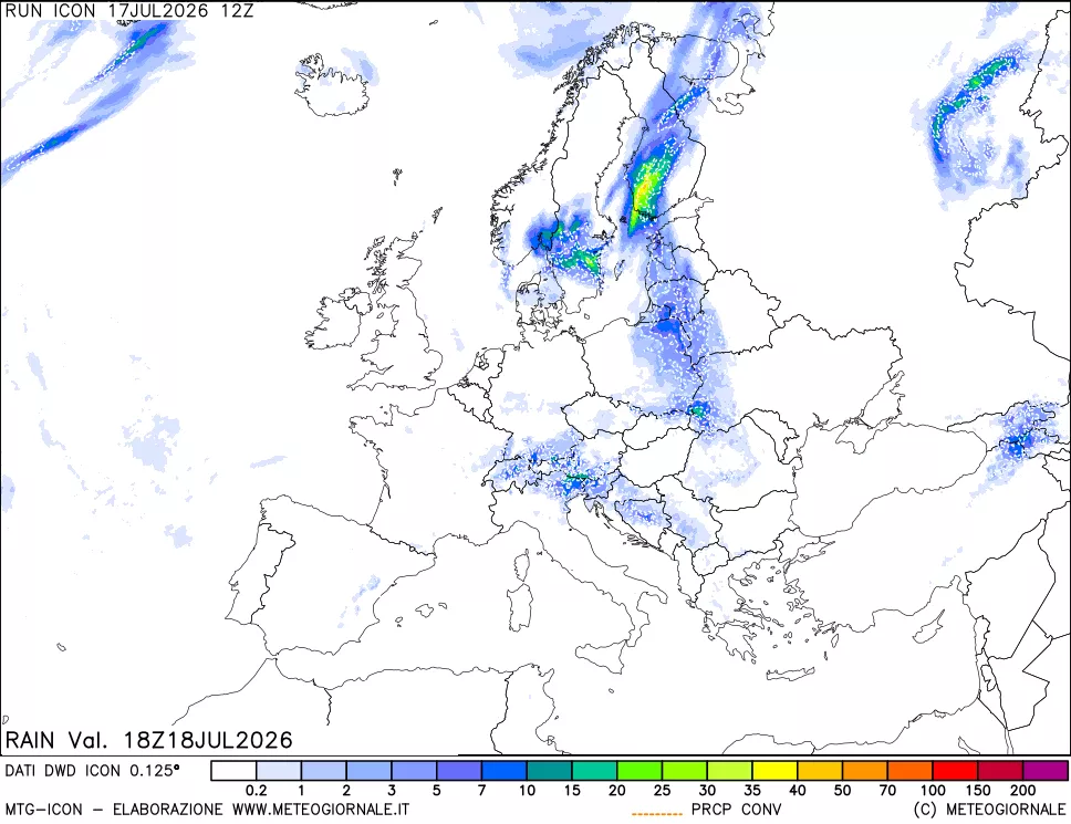 mappa Precipitazioni 24 ore precedenti