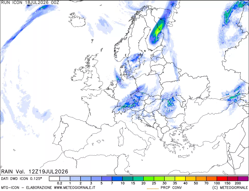 mappa Precipitazioni 24 ore precedenti