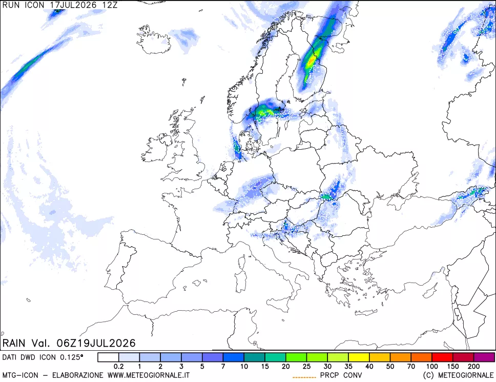 mappa Precipitazioni 24 ore precedenti
