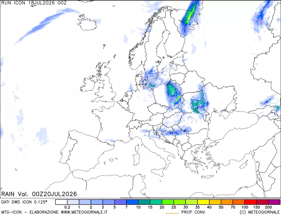 mappa Precipitazioni 24 ore precedenti