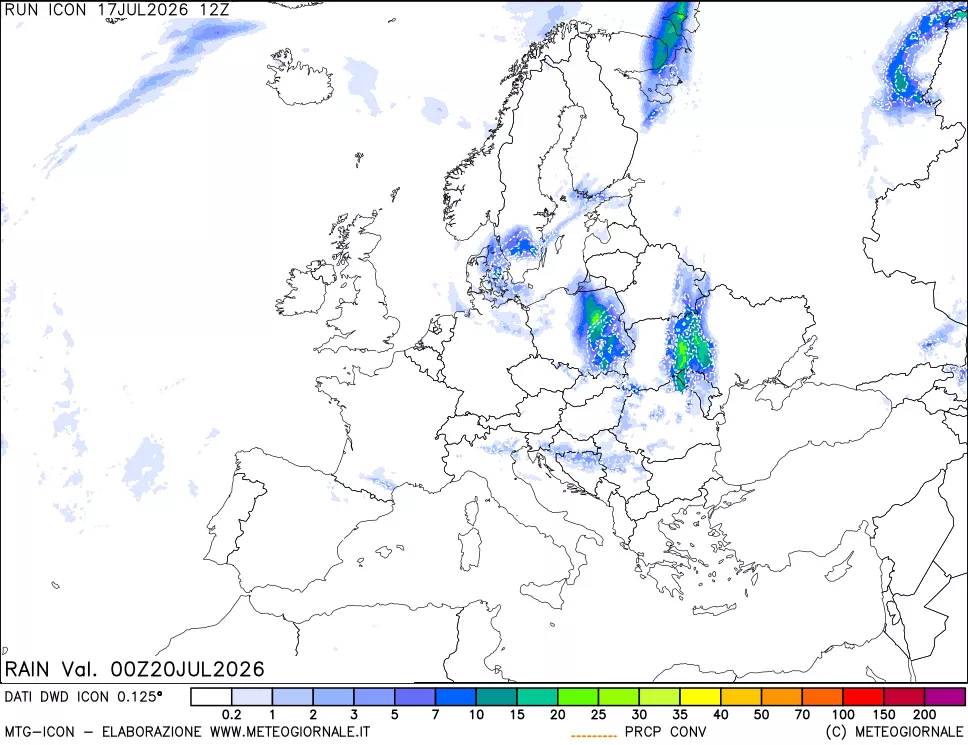 mappa Precipitazioni 24 ore precedenti