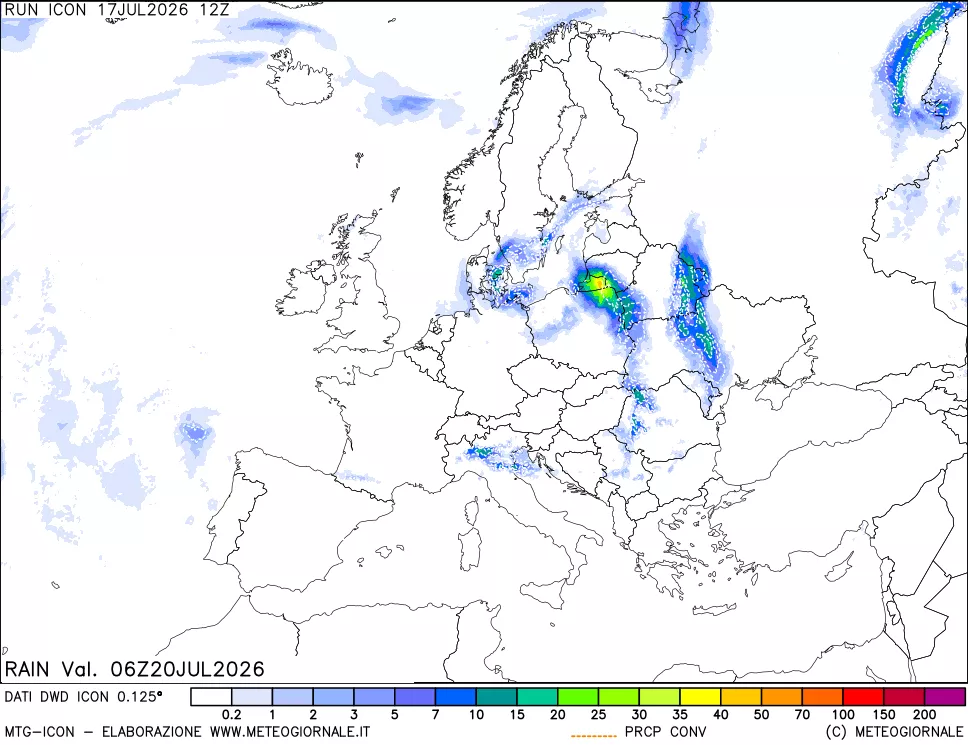 mappa Precipitazioni 24 ore precedenti