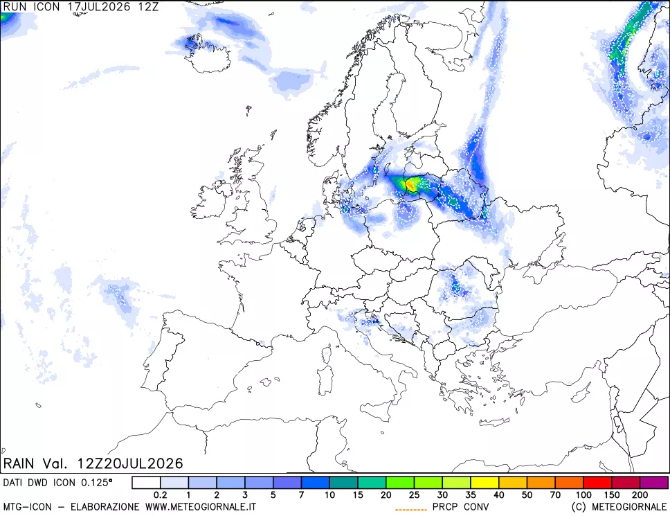 mappa Precipitazioni 24 ore precedenti