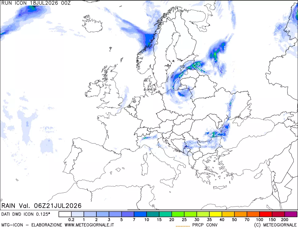 mappa Precipitazioni 24 ore precedenti