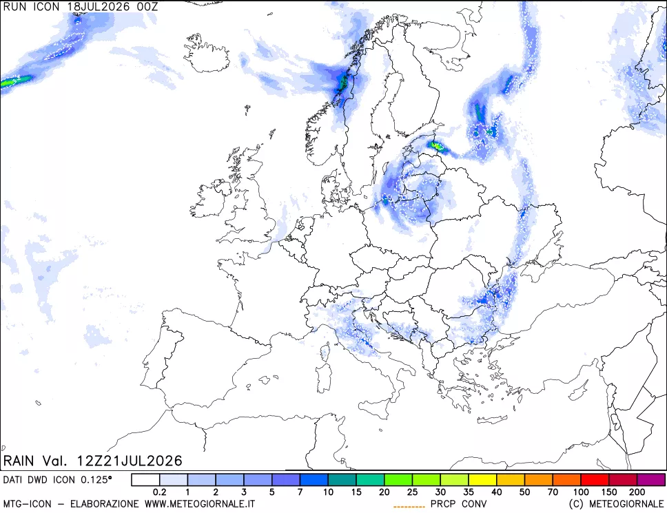 mappa Precipitazioni 24 ore precedenti