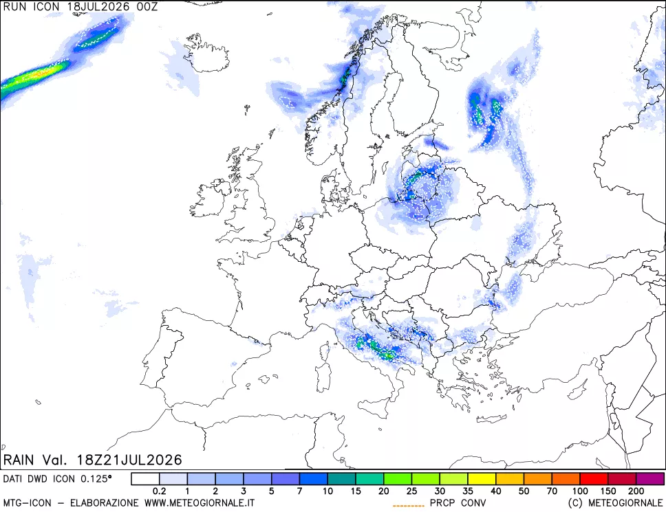 mappa Precipitazioni 24 ore precedenti