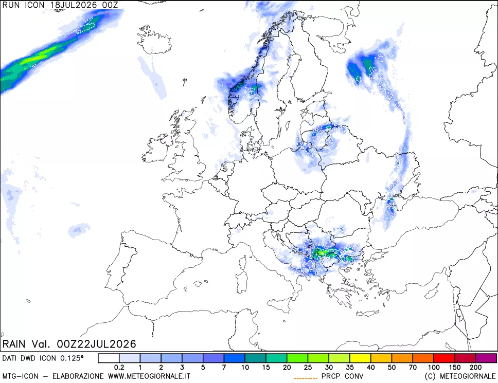 mappa Precipitazioni 24 ore precedenti