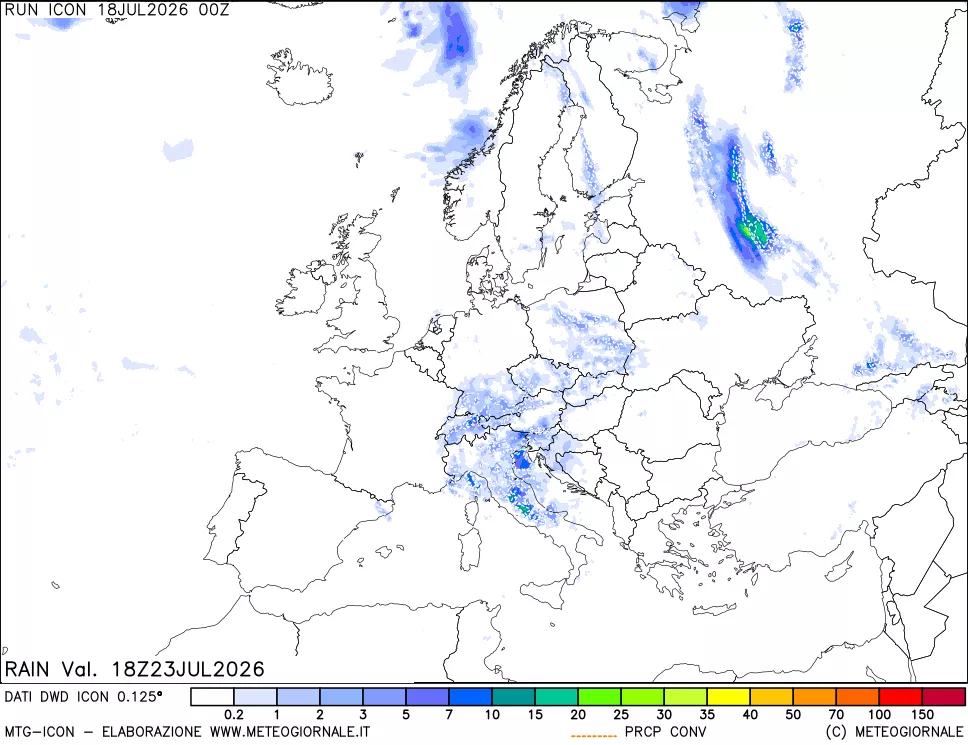 mappa Precipitazioni totali e convettive