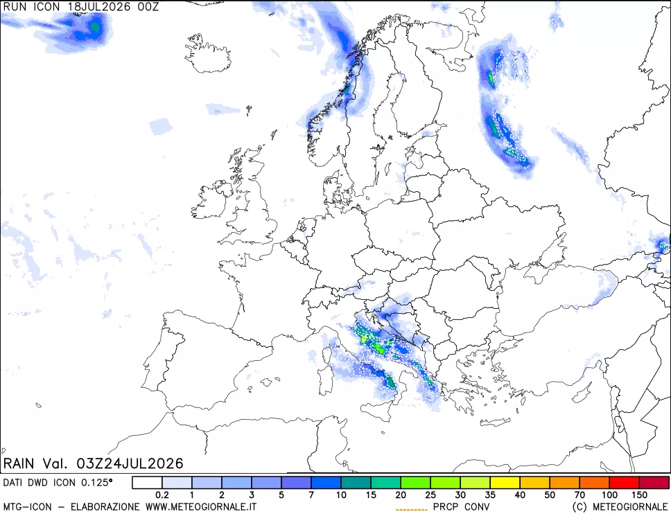 mappa Precipitazioni totali e convettive