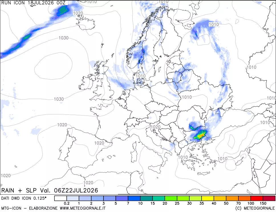 mappa Precipitazioni e pressione SLM