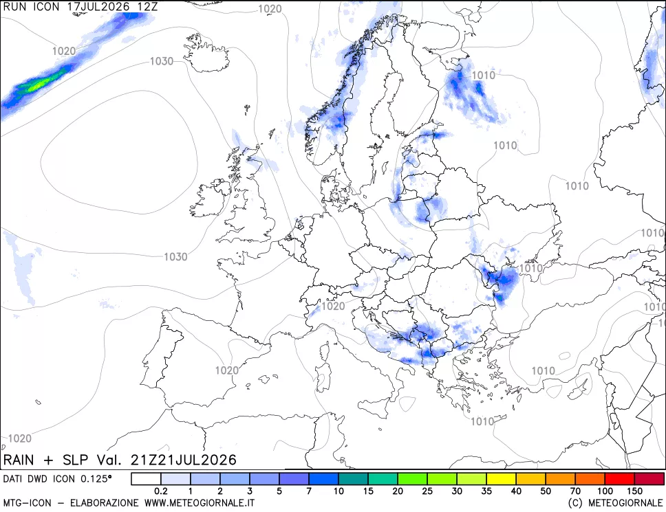 mappa Precipitazioni e pressione SLM