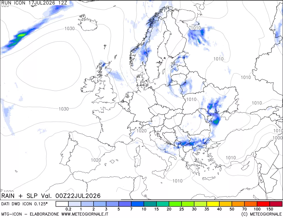 mappa Precipitazioni e pressione SLM