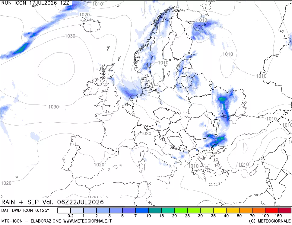 mappa Precipitazioni e pressione SLM