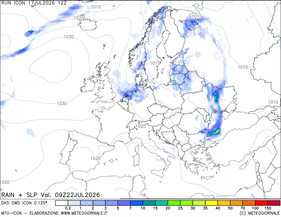 mappa Precipitazioni e pressione SLM
