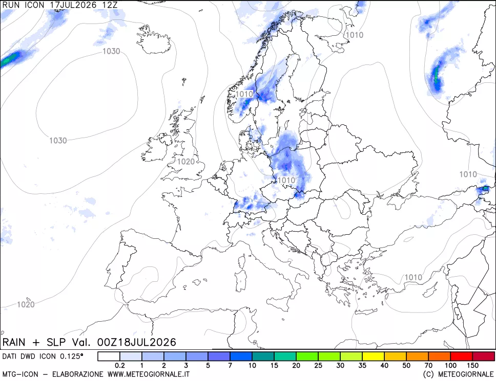 mappa Precipitazioni e pressione SLM