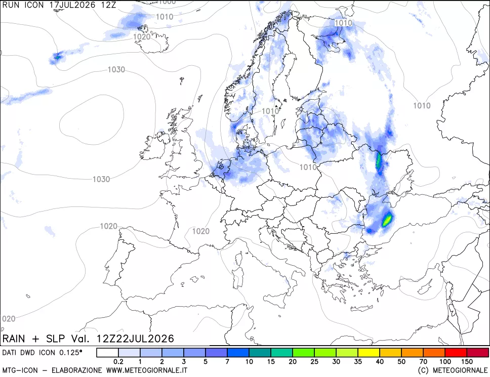 mappa Precipitazioni e pressione SLM