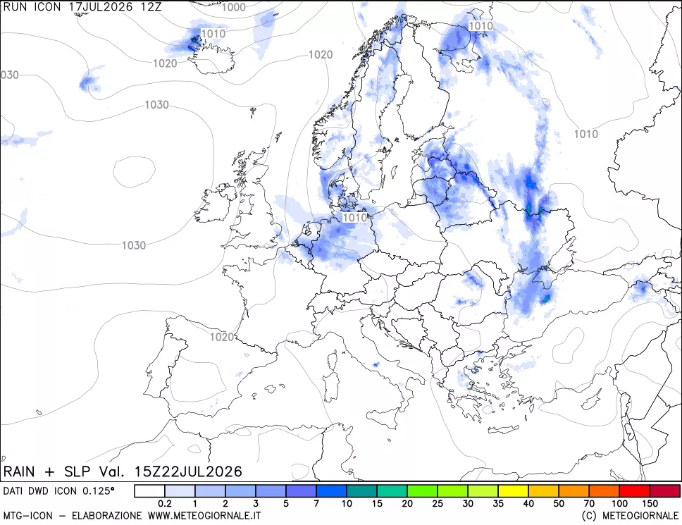 mappa Precipitazioni e pressione SLM