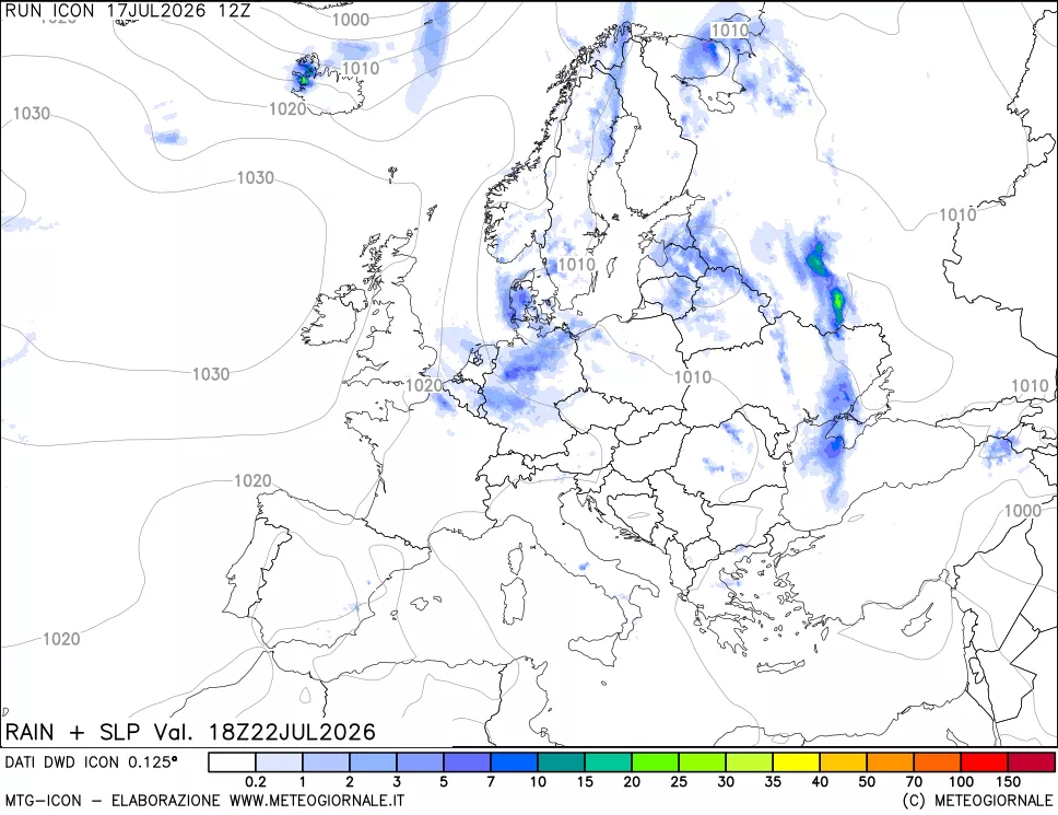 mappa Precipitazioni e pressione SLM