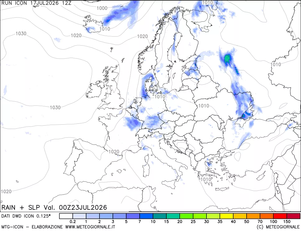 mappa Precipitazioni e pressione SLM