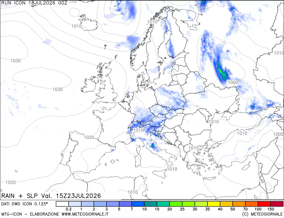 mappa Precipitazioni e pressione SLM
