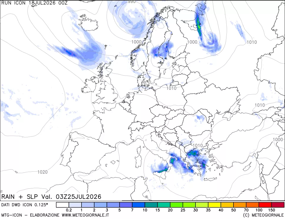 mappa Precipitazioni e pressione SLM