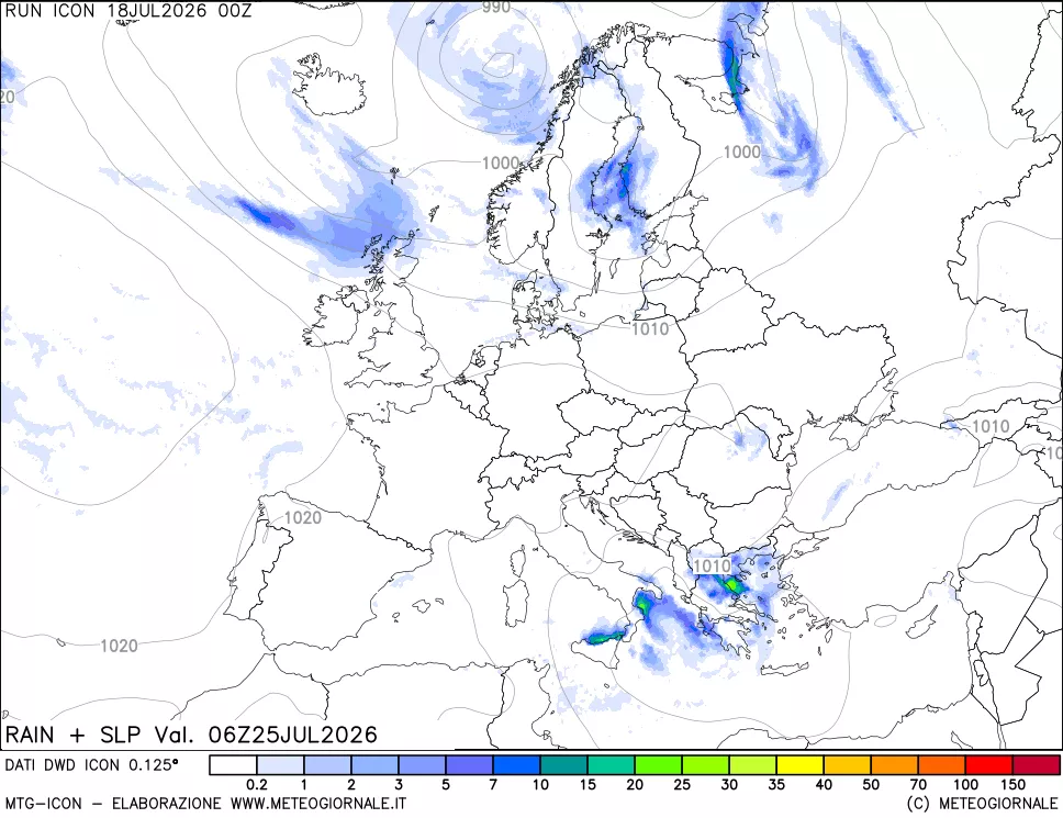 mappa Precipitazioni e pressione SLM