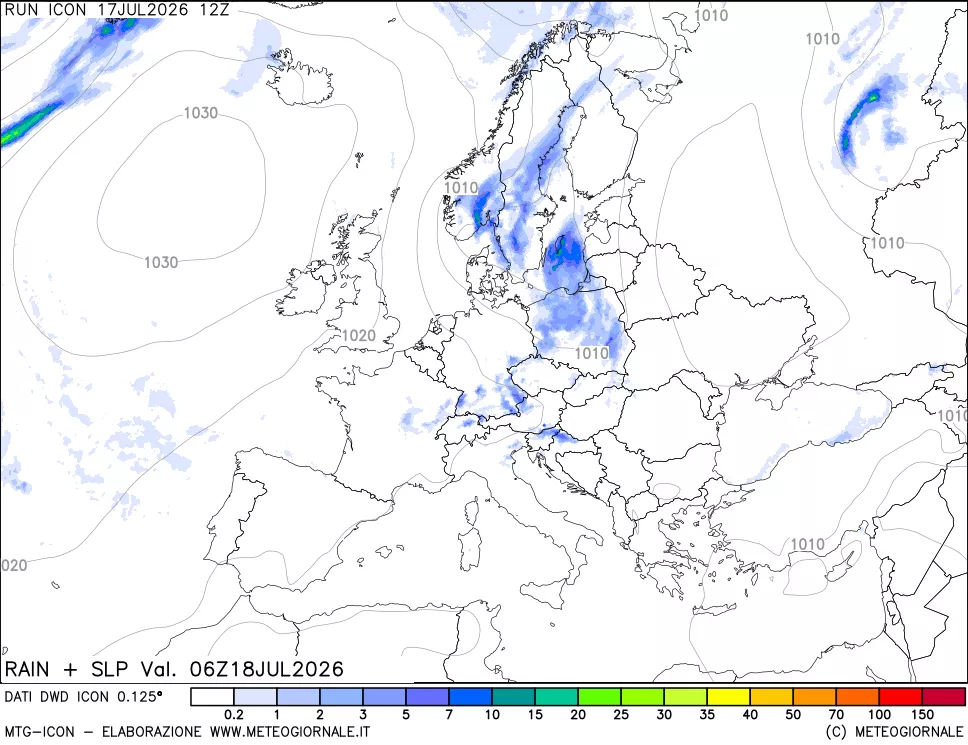 mappa Precipitazioni e pressione SLM