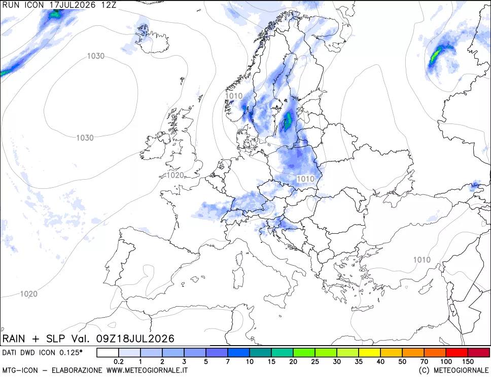 mappa Precipitazioni e pressione SLM