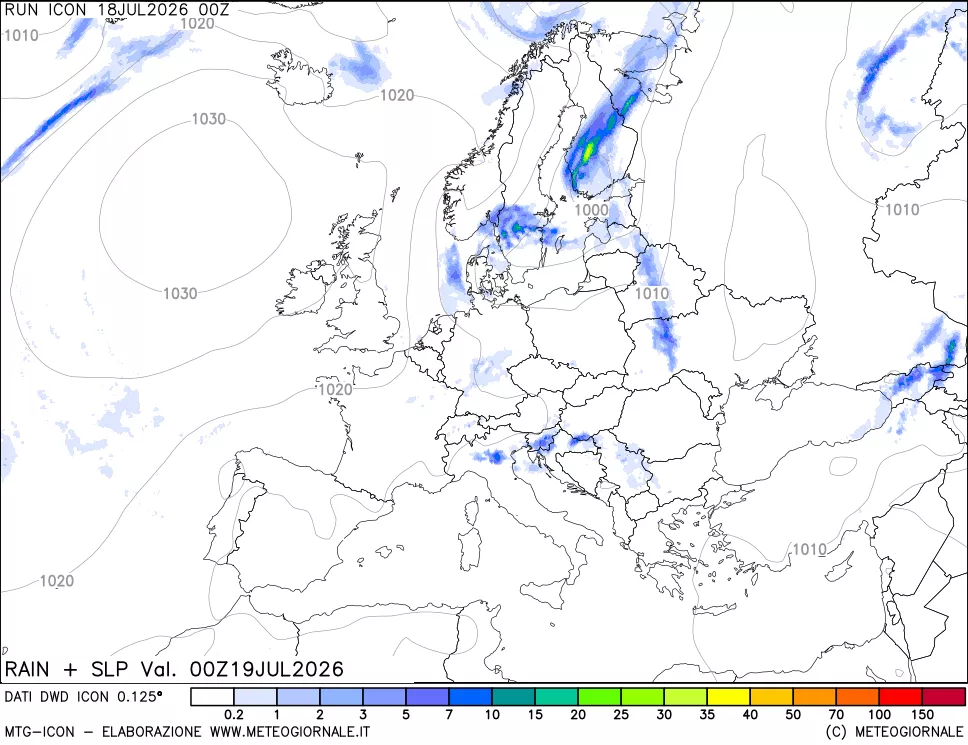 mappa Precipitazioni e pressione SLM