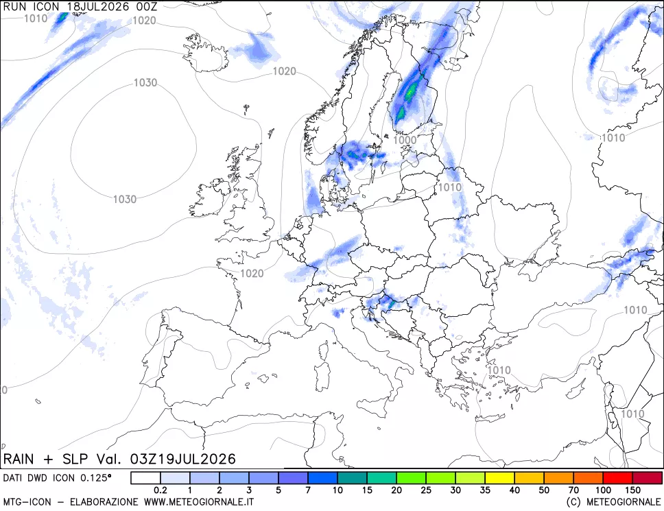 mappa Precipitazioni e pressione SLM