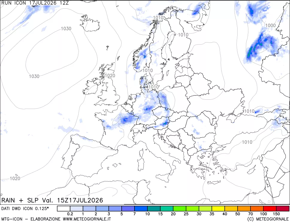 mappa Precipitazioni e pressione SLM