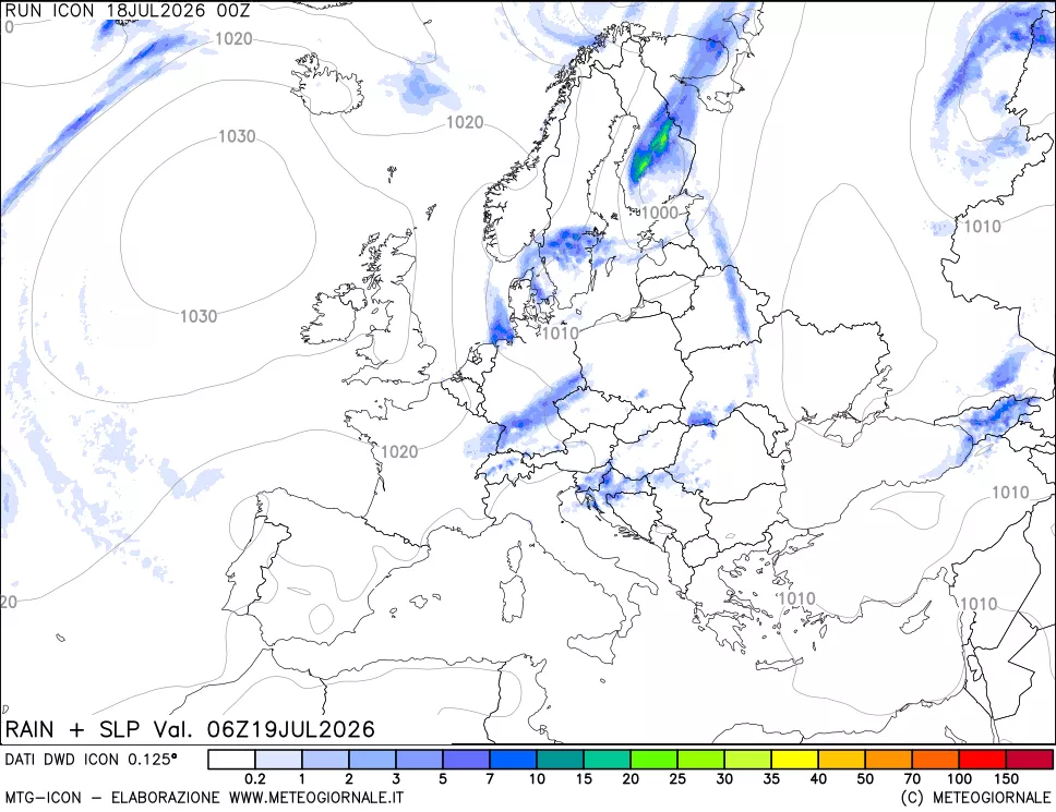 mappa Precipitazioni e pressione SLM