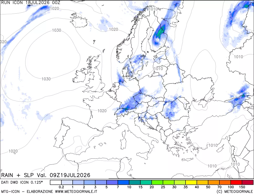 mappa Precipitazioni e pressione SLM