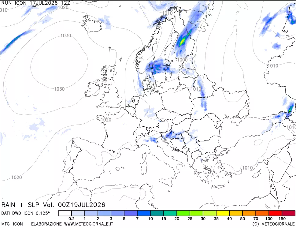 mappa Precipitazioni e pressione SLM