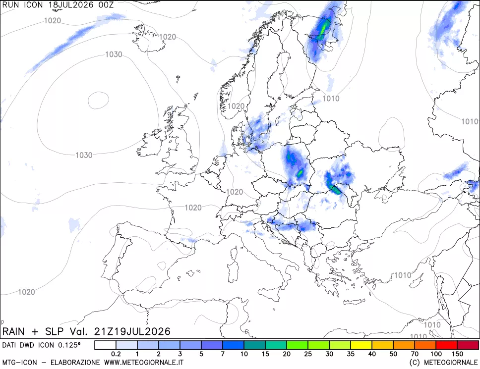 mappa Precipitazioni e pressione SLM