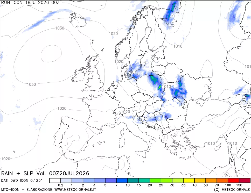mappa Precipitazioni e pressione SLM