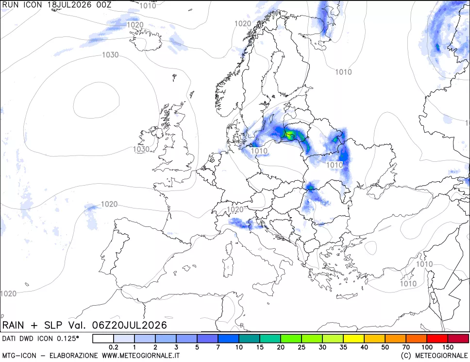 mappa Precipitazioni e pressione SLM