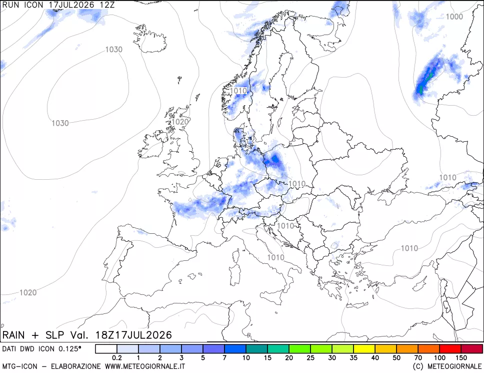 mappa Precipitazioni e pressione SLM