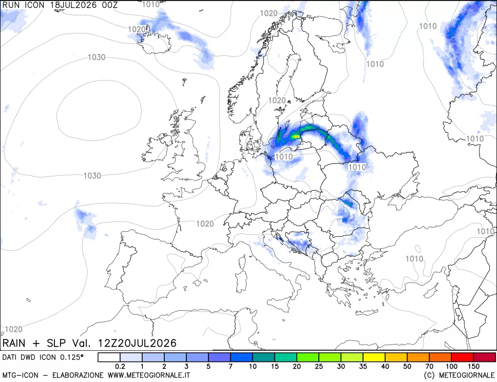 mappa Precipitazioni e pressione SLM