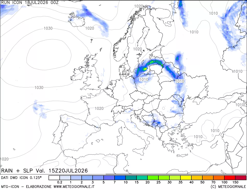 mappa Precipitazioni e pressione SLM