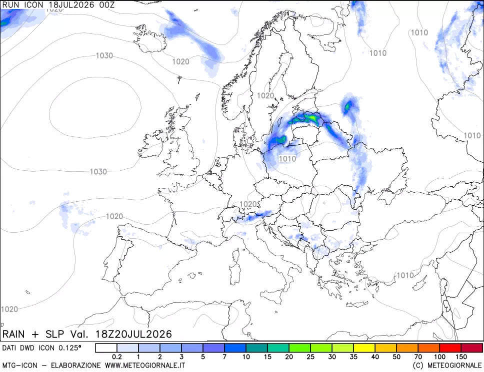 mappa Precipitazioni e pressione SLM