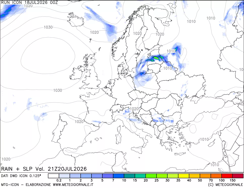 mappa Precipitazioni e pressione SLM