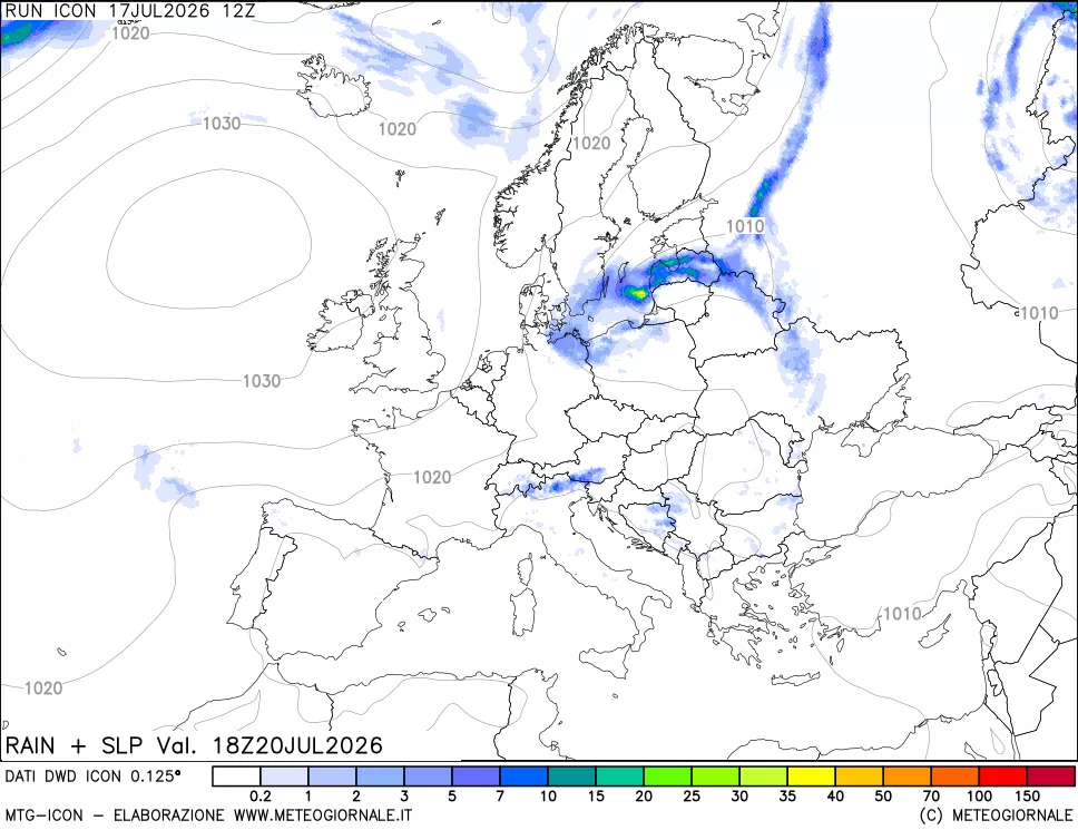 mappa Precipitazioni e pressione SLM